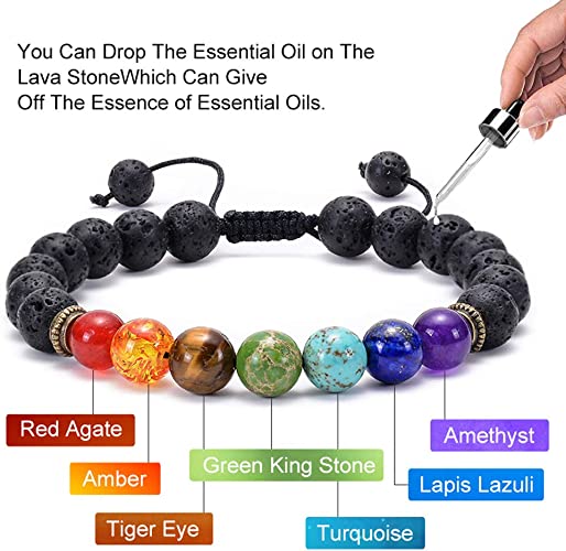 Chakra Bracelet Lava Stone (Adjustable)