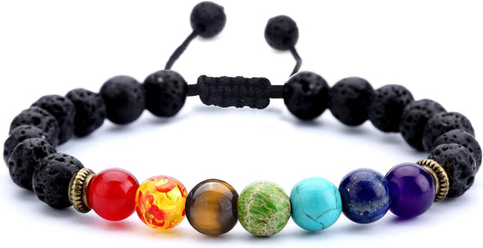 Chakra Bracelet Lava Stone (Adjustable)